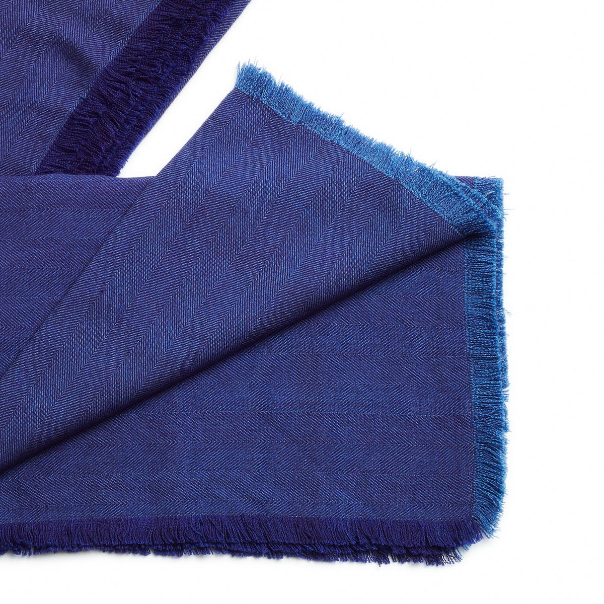 Cobalt Blue herringbone plush merino handwoven throw – One Affirmation
