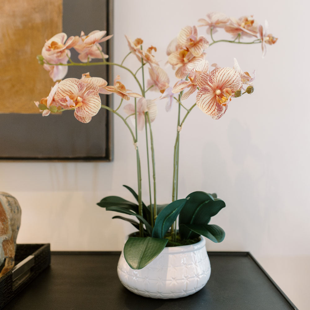 Artificial Phalaenopsis orchid in vibrant orange