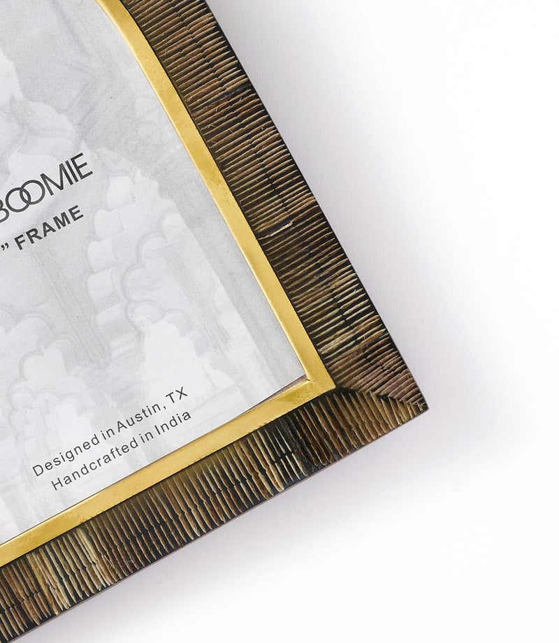 Kerala 5×7 photo frame with carved horn and gold detailing