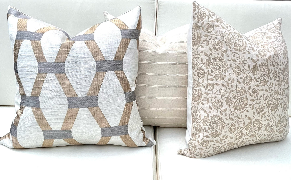 Algarve Gold and Silver Embroidered Hexagon Pillow Cover – view 4