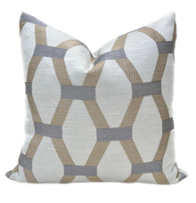Algarve Gold and Silver Embroidered Hexagon Pillow Cover