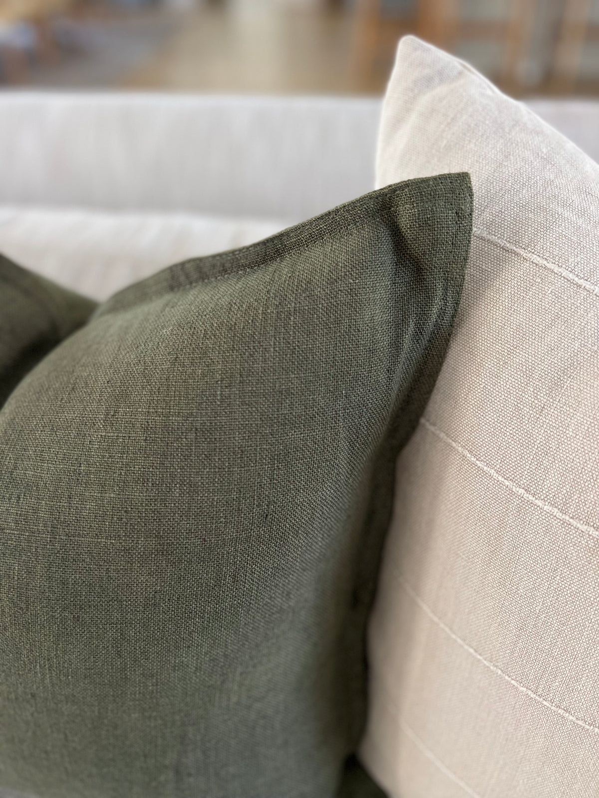 Olive Linen Pillow Cover
