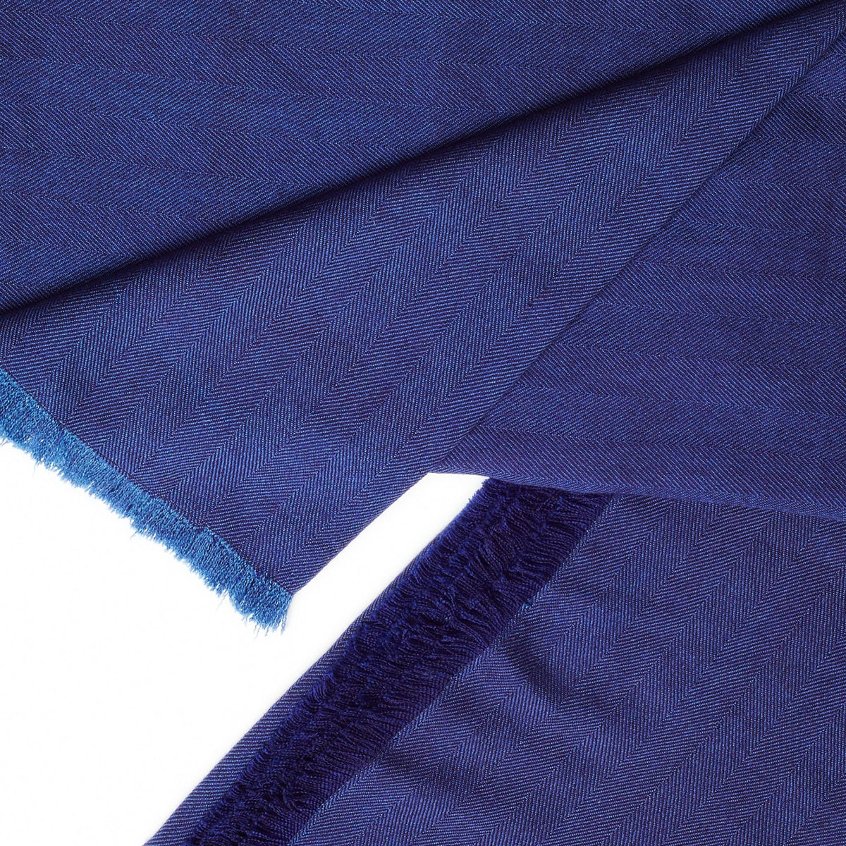Cobalt Blue herringbone plush merino handwoven throw – One Affirmation
