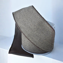 Brown Tan Woven Herring Bone Ribbon