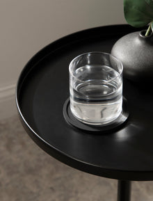 Tira Round Metal and Wood Side Table