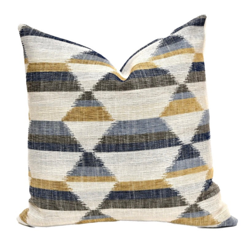 Reese blue and gold geometric pillow cover – One Affirmation