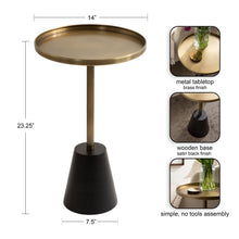 Tira Round Metal and Wood Side Table