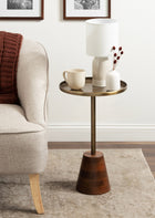 Tira Round Metal and Wood Side Table