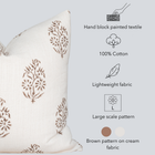 Solana Floral Block Printed Pillow Cover | Brown