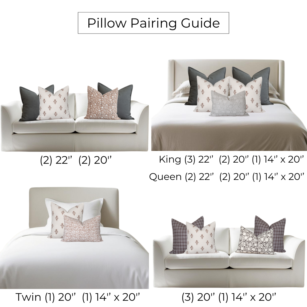 Mia Floral Block Printed Pillow Cover | Brown