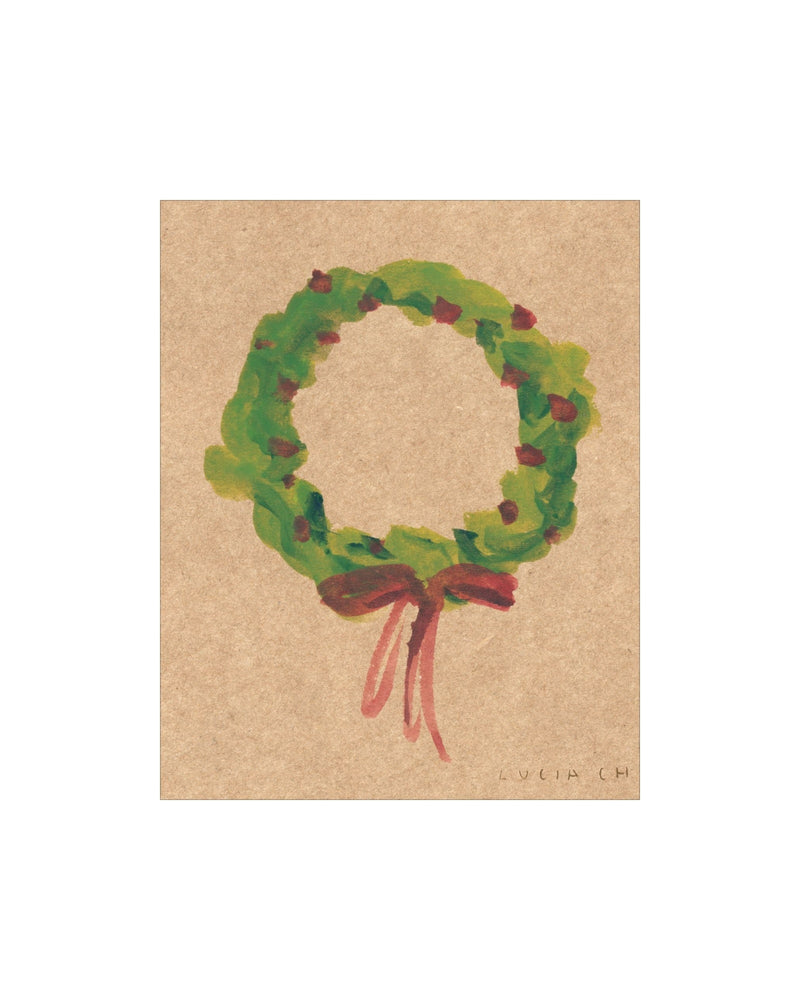 Wreath IV watercolor holiday wreath art print, view 2