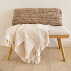 Sea Shell white textured checks handloom cotton throw – One Affirmation