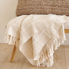Sea Shell white textured checks handloom cotton throw – One Affirmation