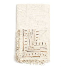 Unah brown hand embroidered organic cotton artisan throw – One Affirmation