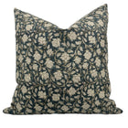 Hazel Teal Floral Print Linen Pillow Cover