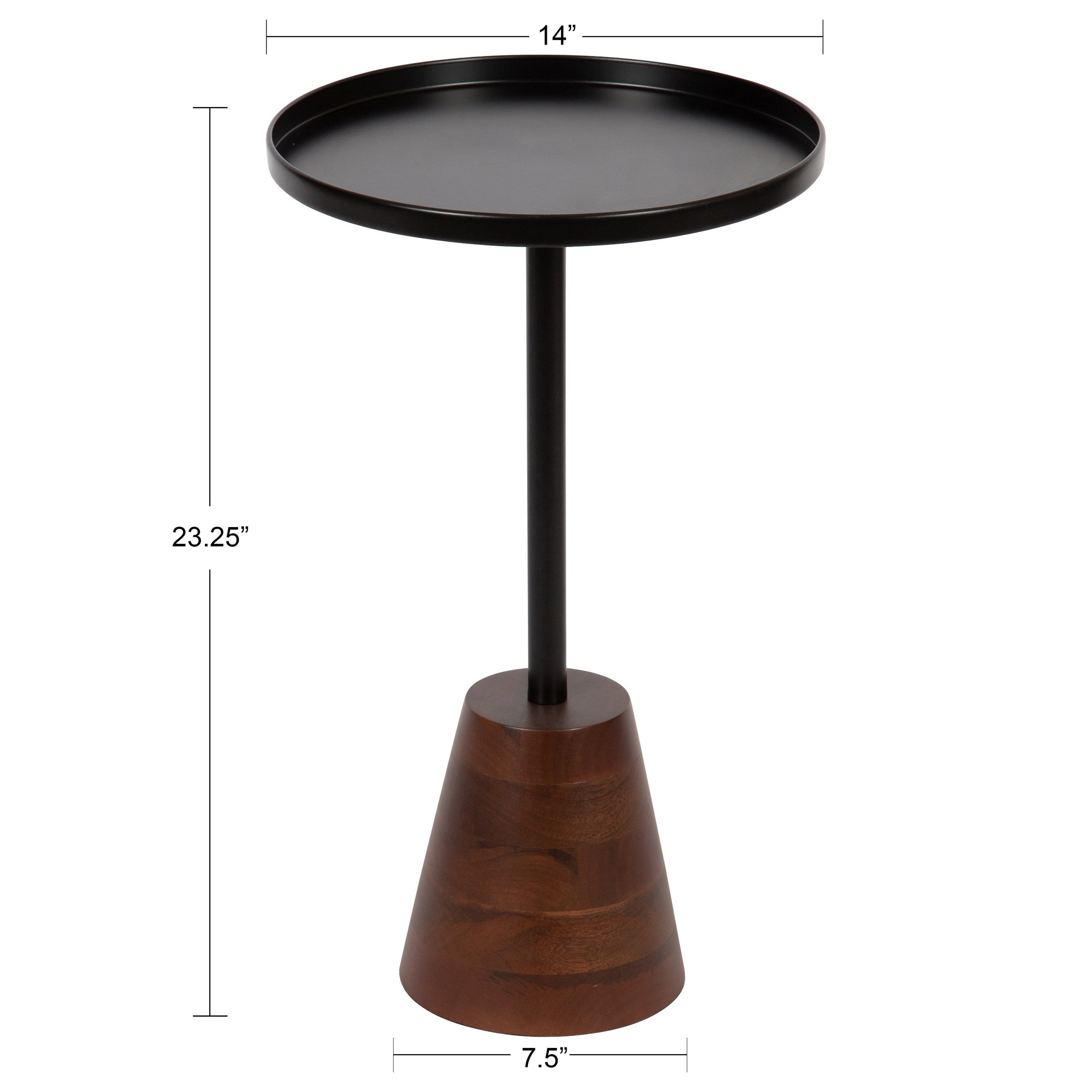 Tira Round Metal and Wood Side Table