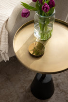 Tira Round Metal and Wood Side Table