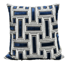 Brixity Navy and Gray Metallic Geometric Pillow Cover
