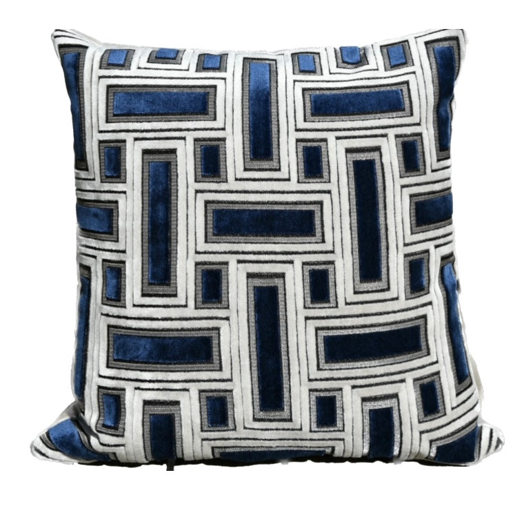 Brixity Navy and Gray Metallic Geometric Pillow Cover
