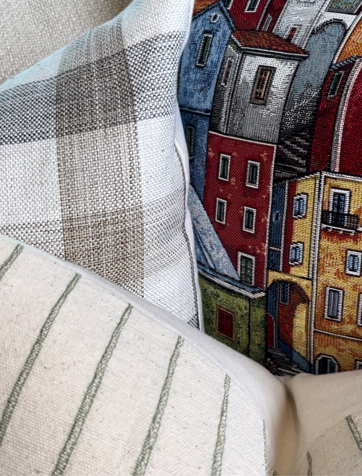 Beatrice Neutral Plaid Woven Pillow Cover – view 4