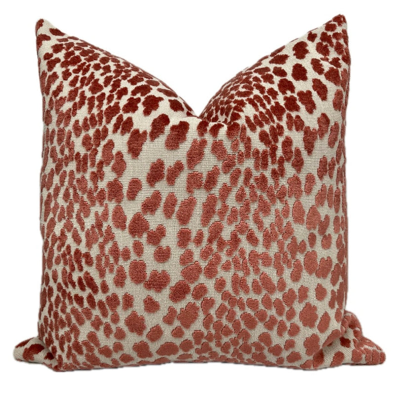 Everly Coral Velvet Spots Pillow Cover