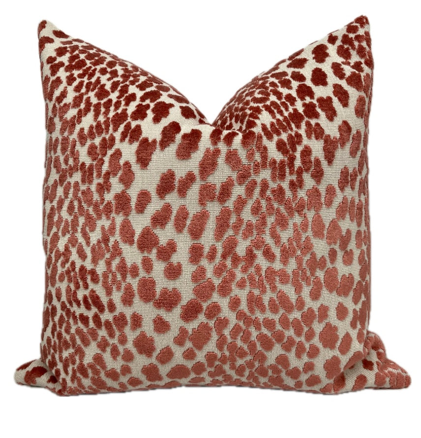 Everly Coral Velvet Spots Pillow Cover