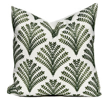 Olivia Green Fern Embroidered Pillow Cover