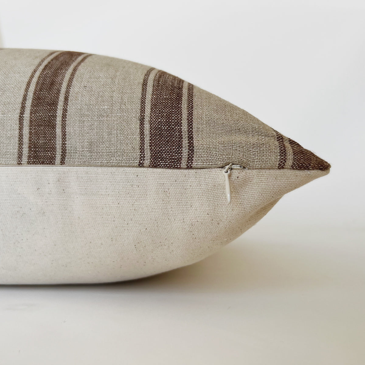 Rust and Beige Striped Pillow Cover