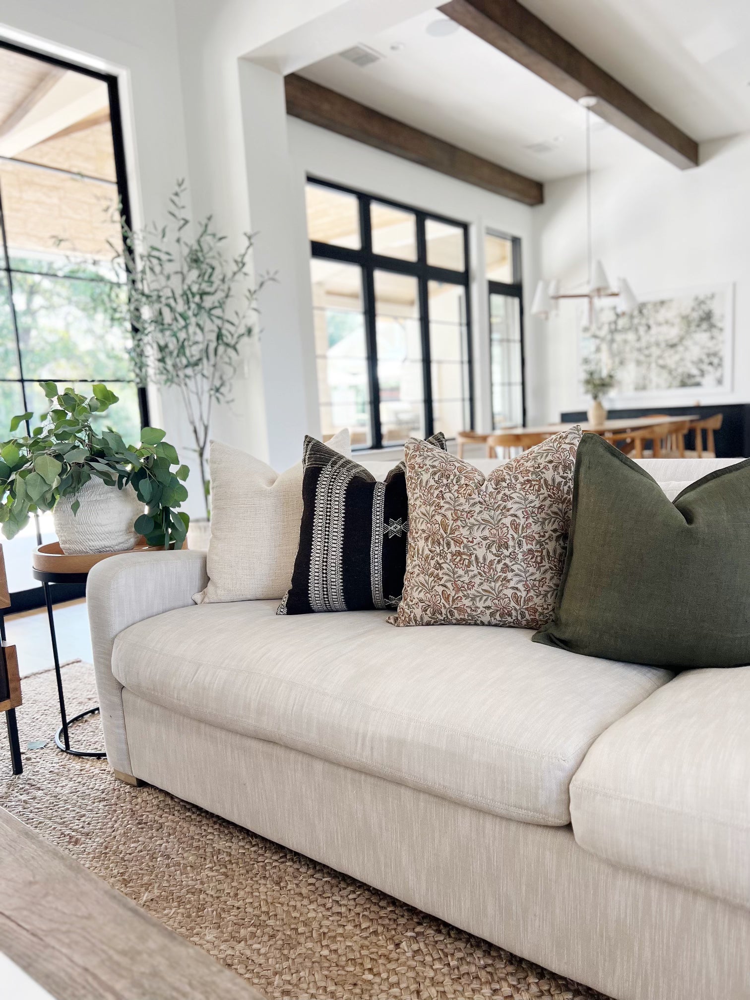 Indian Wool Pillow Cover | Brown + Cream