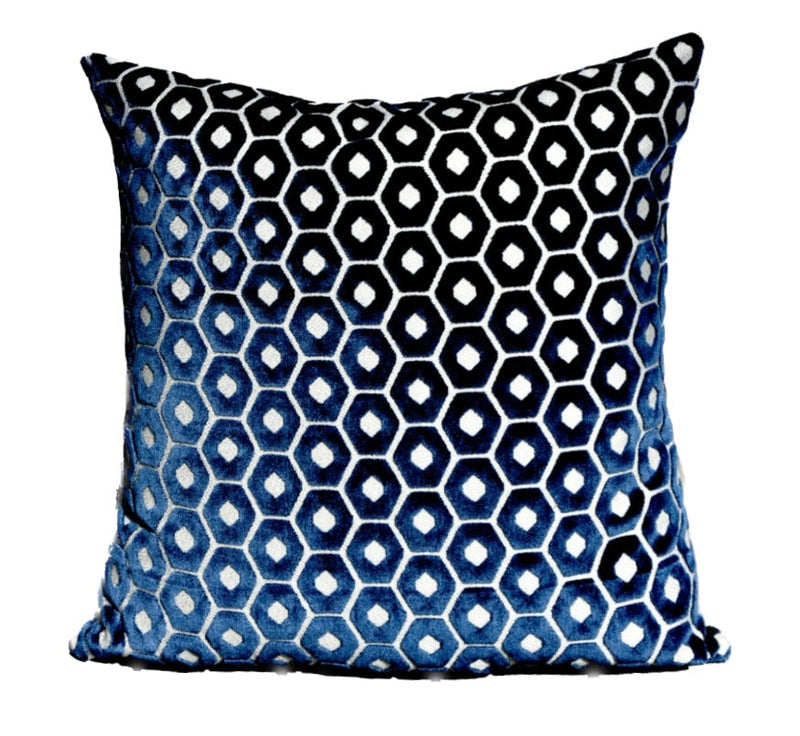 Grammichele Navy Honeycomb Velvet Pillow Cover