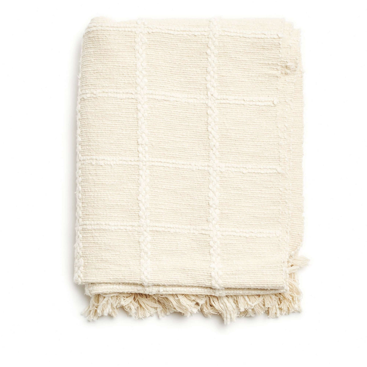 Sea Shell white textured checks handloom cotton throw – One Affirmation