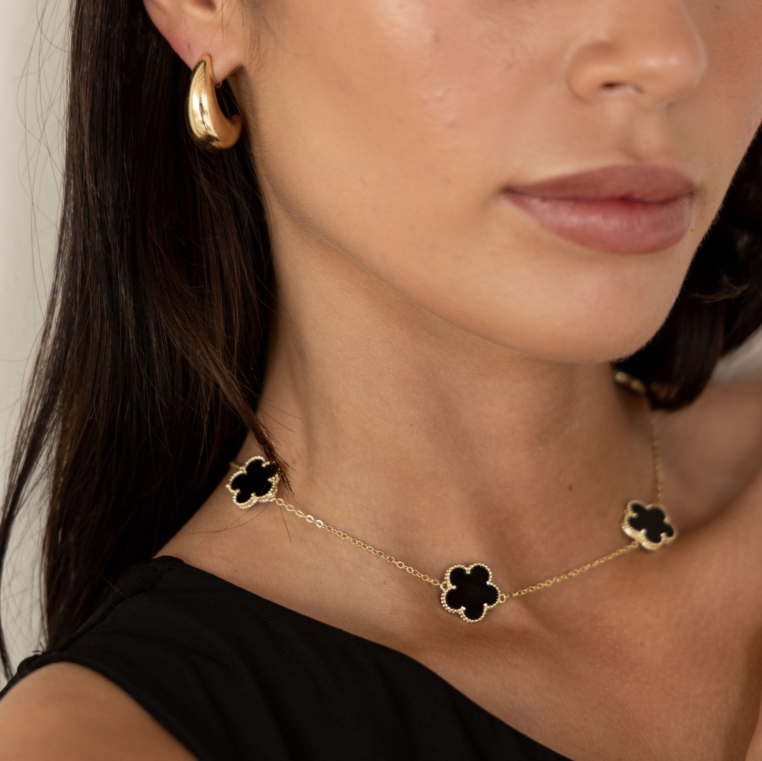 18k gold plated necklace with 12mm clover charm