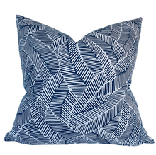 Abstract Leaf Pillow Cover in Navy Blue, Schumacher Textiles