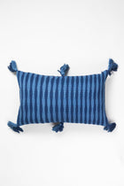 Back of the 12x20 Antigua lumbar pillow in natural indigo
