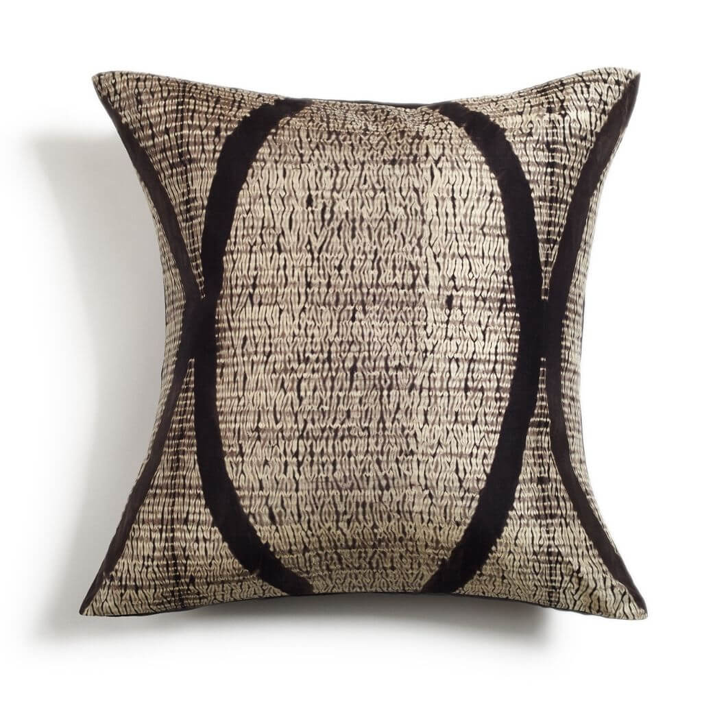 Arc Black shibori print mulberry silk pillow cover, 20x20 – One Affirmation