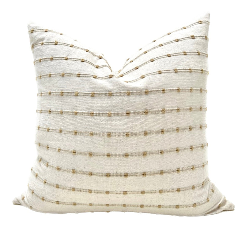 Ari Natural Beige Woven Stripe Pillow Cover