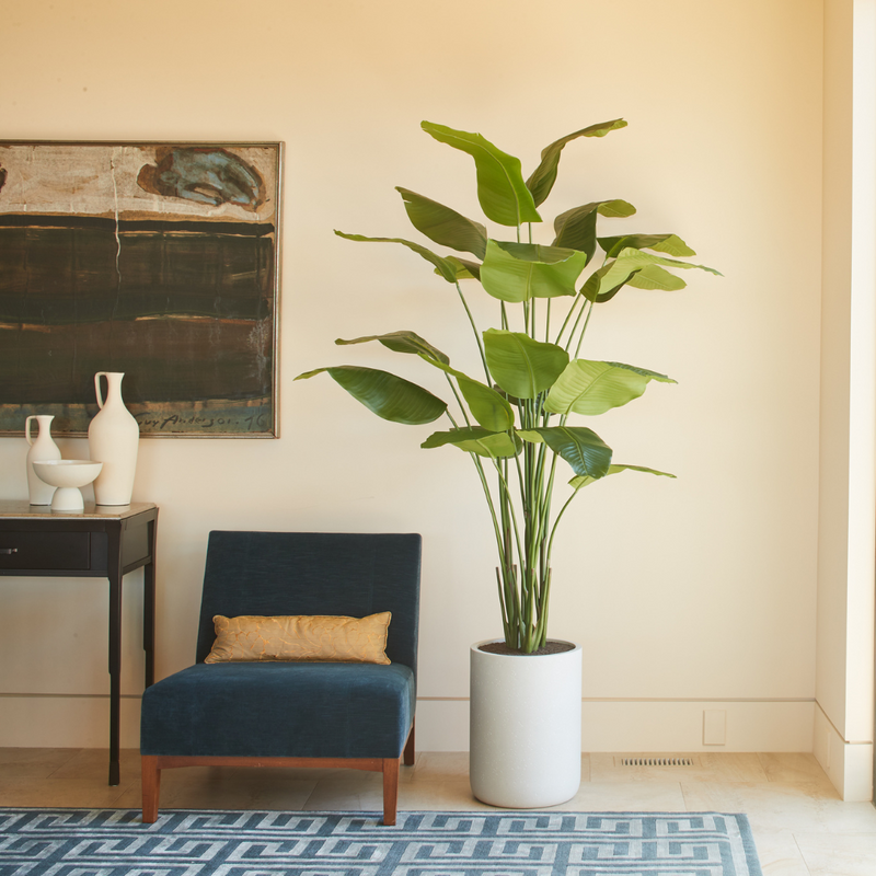 Tall faux Bird of Paradise with lifelike hand-painted leaves