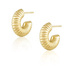 Baby Robyn Hoop earrings with ribbed gold design