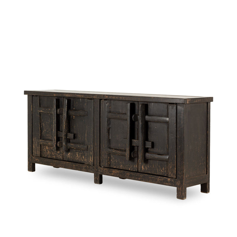 Black Four Door Elm Cabinet Side