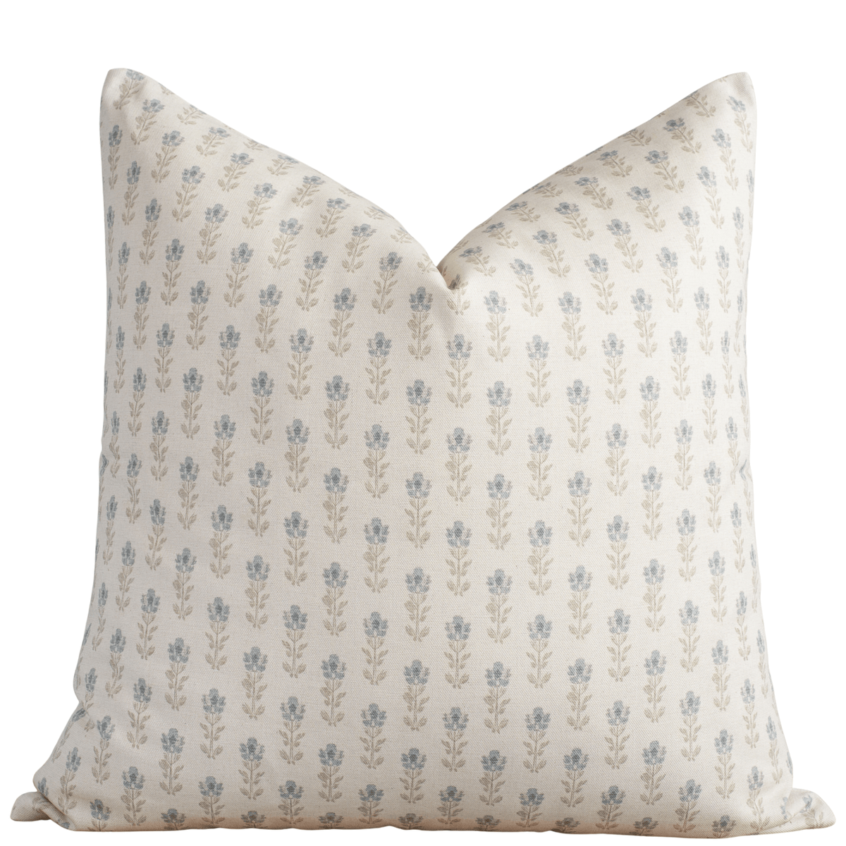 Stella blue floral pillow cover with petite blossoms on cream