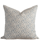 Adeline blue floral pillow cover with small-scale taupe florals on cream
