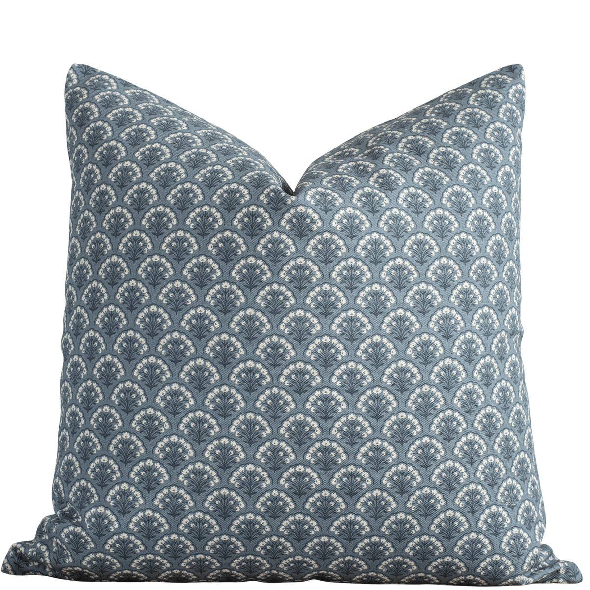 Noelle indigo floral pillow cover with ivory blooms