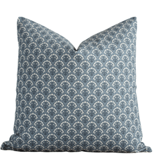 Noelle indigo floral pillow cover with ivory blooms