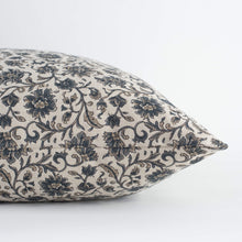 Celine blue vine floral pillow cover close-up