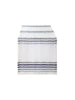Linen table runner with blue stripe detail on dining table