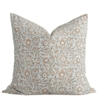 Milena Floral Block Printed Pillow Cover | Blue, Green, Light Brown