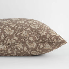 Clara taupe floral pillow cover close-up