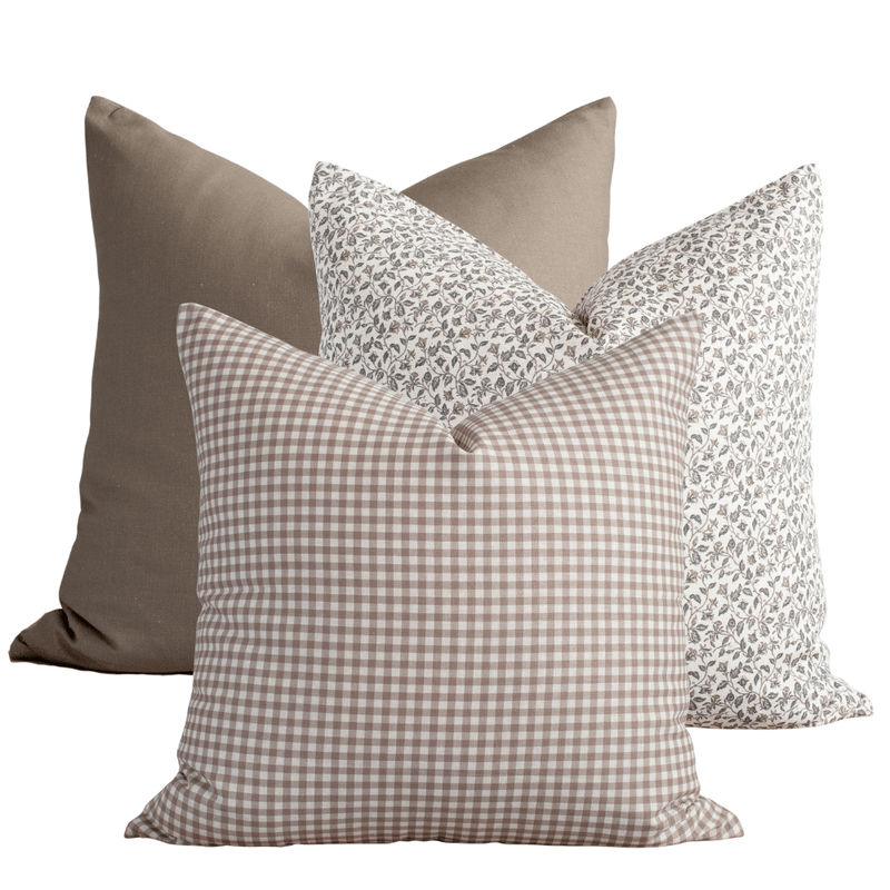Sonoma neutral gingham pillow combination, set of three pillow covers