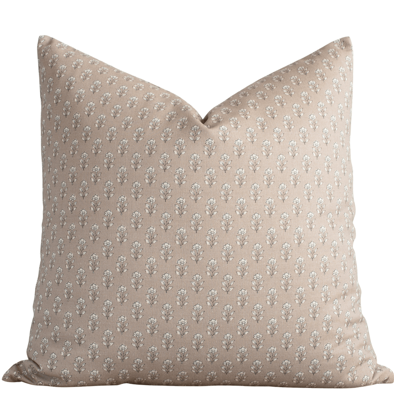 Simone brown floral pillow cover with petite ivory florals