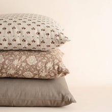Brown small-pattern pillow set featuring the Madeleine pillow